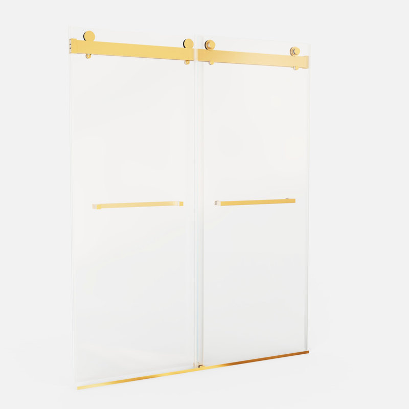 Double porte de douche coulissante en or brossé - 56 à 60 pouces de largeur, 76 de hauteur, 10 mm de verre trempé imperméable, fabrication d'oxydation 56 à 60 options de sécurité élevée, performance imperméable
