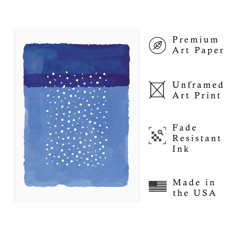 Motif abstrait abstrait à pois bleu Mid-Century, H 36 po x l 24 po