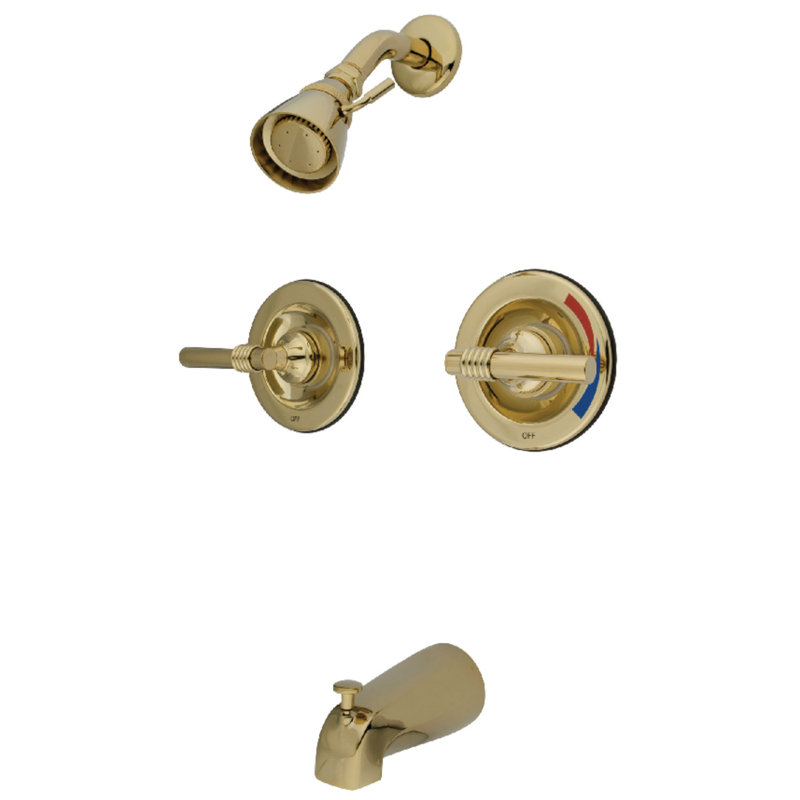 Kingston Brass Vintage Double-Handle Pressure Balanced Tub and Shower Faucet, Polished Brass