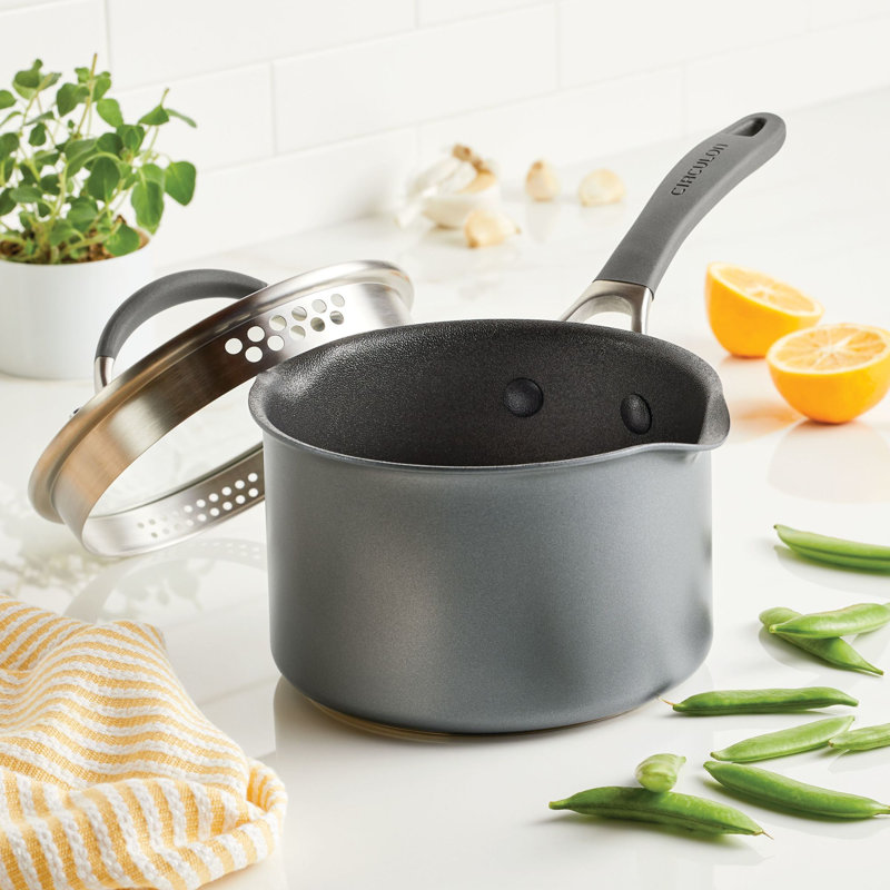 Circulon A1 Series with Scratchdefense Technology Nonstick Induction Straining Sauce Pan with Lid, 2 qt.