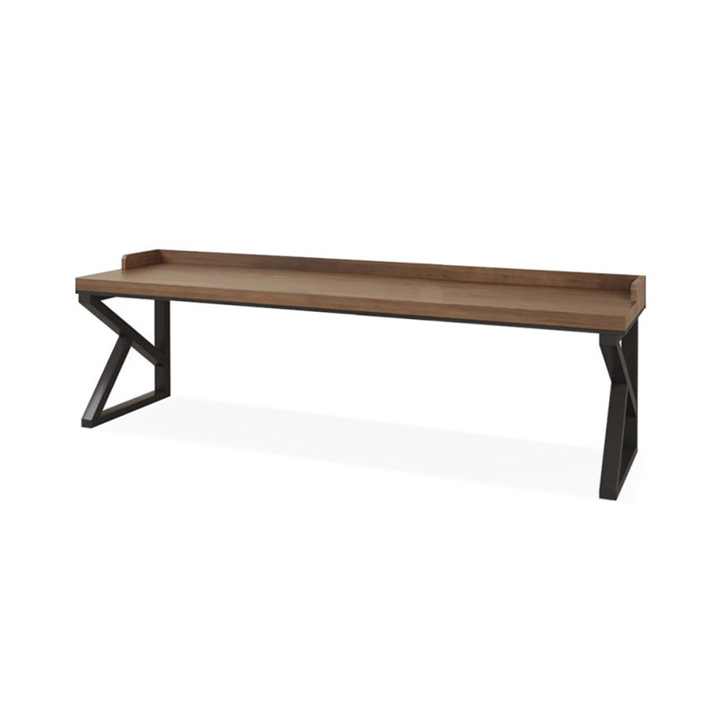 Black+Tan Rectangular Solid Wood desks, 29.53" H x 86.61" W x 23.62" D