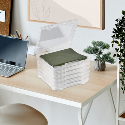 Sorbus Set Of 6 Thin Hanging File Organizer Bin Clear Plastic Stackable For Document Storage