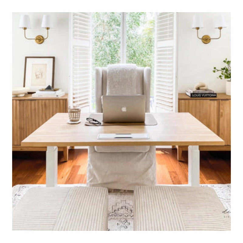 Standing Desk, Woodgrain, White, 52" H x 48" W x 30" D