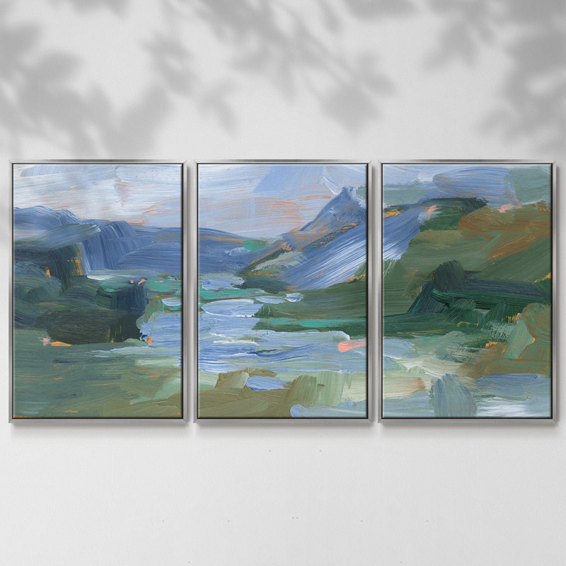 Painter's Composition Study VI, reproduction d'art encadrée sur toile 3 pièces, H 36 po x l 75 po x P 2 po, Argent
