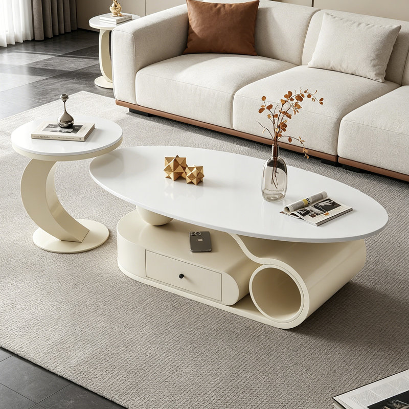 Ensemble de tables basses Modern Modern, H 15,74 po x L 51,18 po x l 27,55 po, Blanc