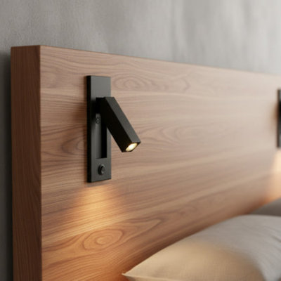 UltraBeam 3 Watt Adjustable Recessed Bedroom Reading Light - Wall or Headboard Mounted