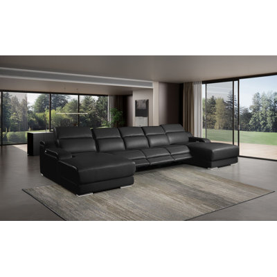 Canapé modulaire en cuir italien 11 pièces 1116 avec 3 fauteuils inclinables électriques et appuis-tête réglables 1116