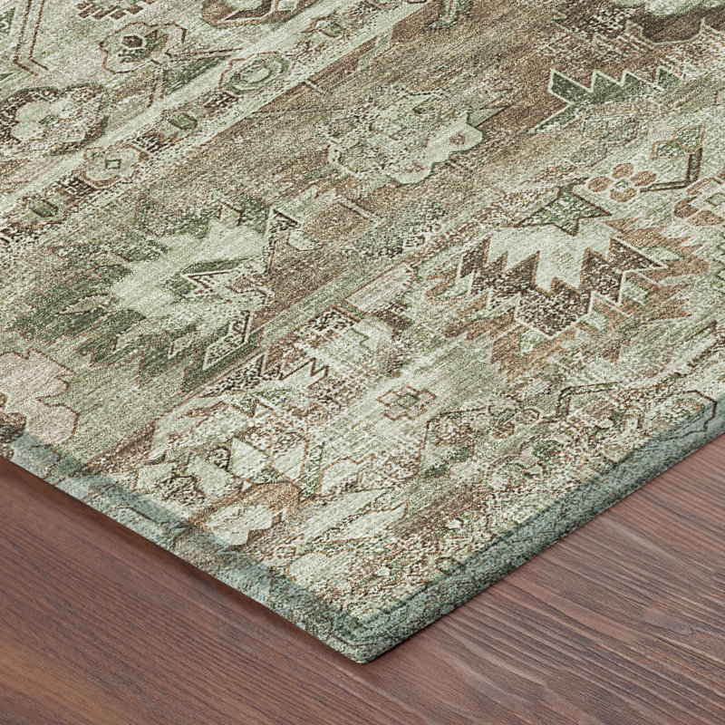 Machine Washable Indoor/Outdoor Chantille ACN2638 Global Rug, 8' Round, Sage