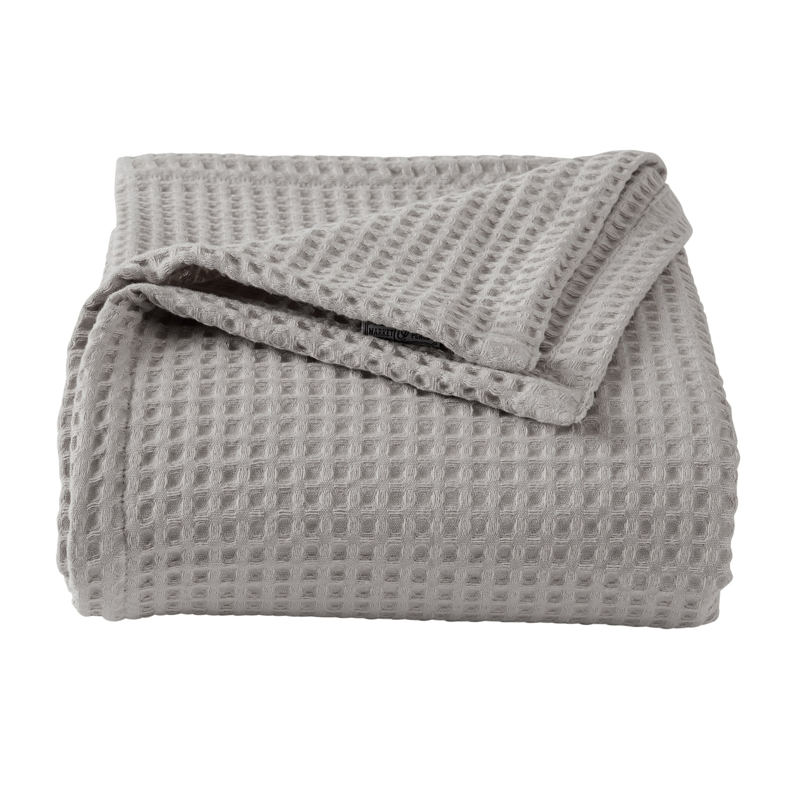 Vila Cotton Waffle Throw Blanket, Light Gray, King