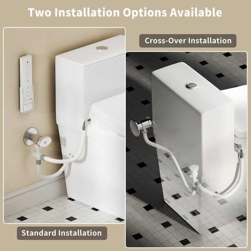 Toilette électrique pour bidet, siège confortable de 17,5 po de hauteur, siège chauffant, sécheuse chaude, double chasse d'eau 1,0 / 1,6 GPF et carte 1000g