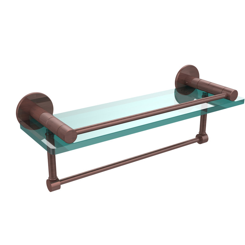 Ballenas Bracket Shelf with Towel Bar, Antique Copper, 5'' H X 16'' W X 5.5'' D