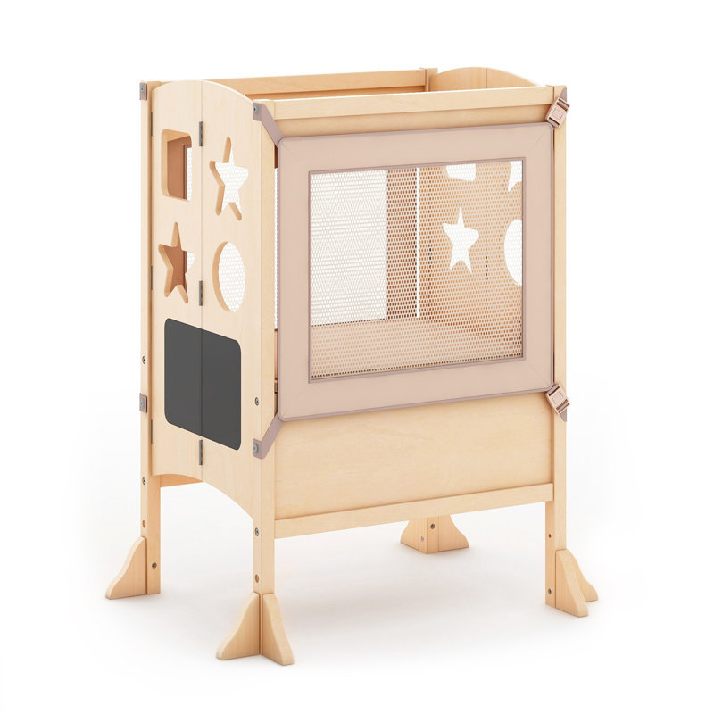 Natural Wooden Double Foldable Kitchen Helper Step Stool