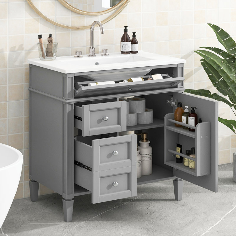 30'' Bathroom Vanity with Top Sink, Gray