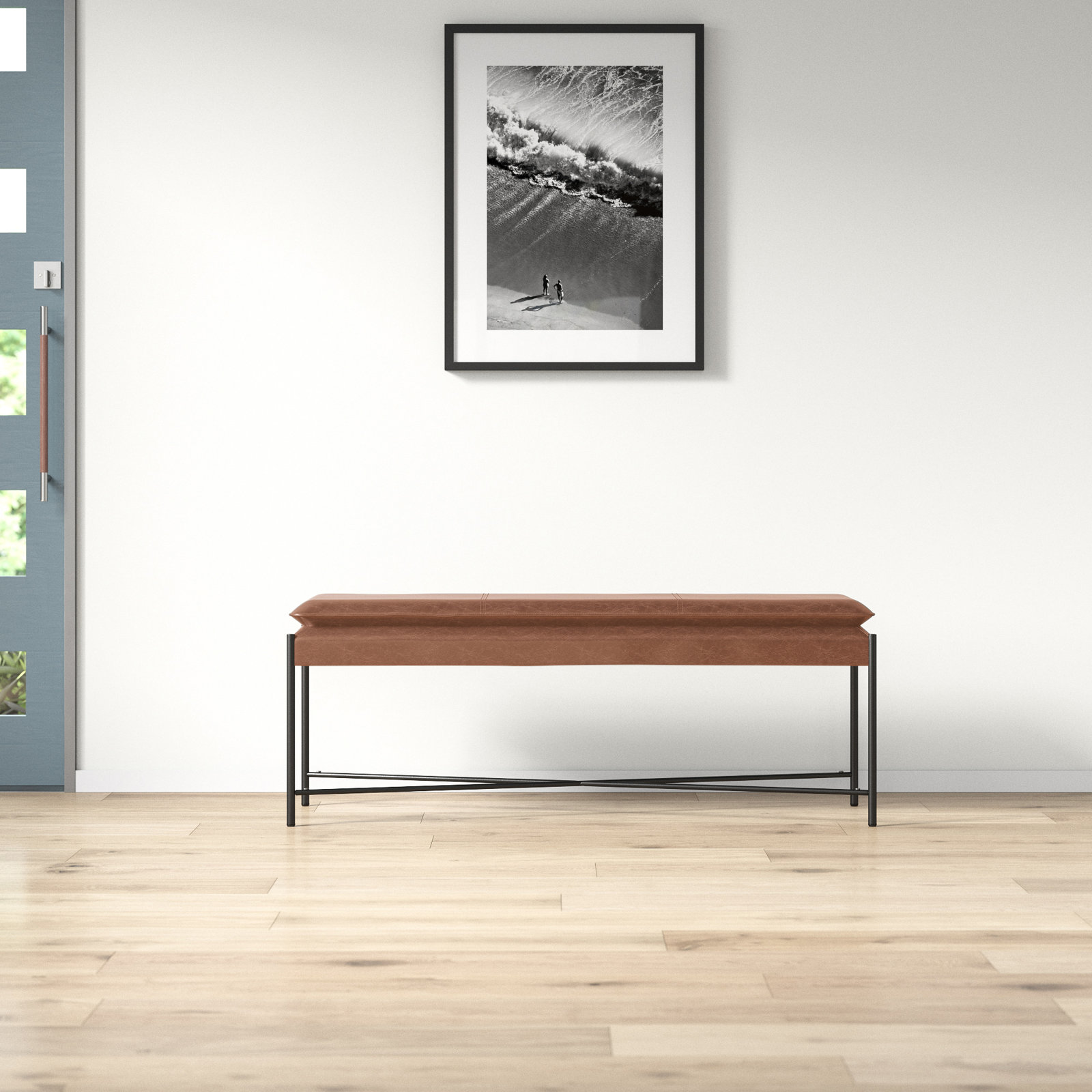 Braylon 50" Vegan Leather Bench, Brown
