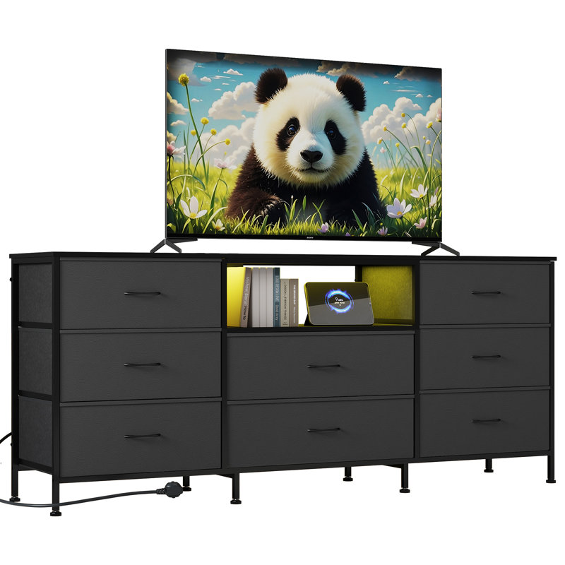 159.99 cm W Chest of 8 Drawers, Gray
