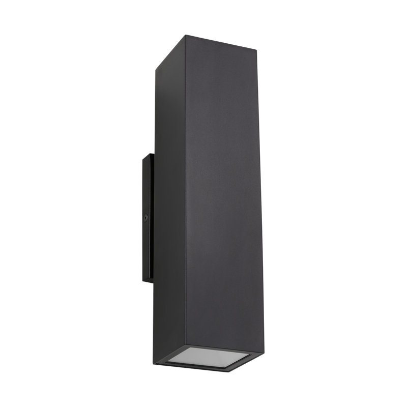 Sean Lavin Pressa 2-light outdoor square medium wall sconce light in natural brass finish, Black