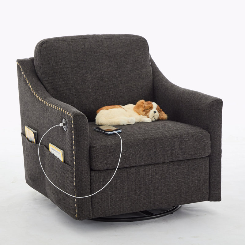Chaise pivotante avec port USB, Gris foncé