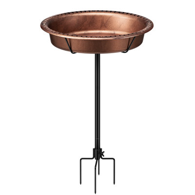 Redwan Oval Polyresin Bird Bath Bowl with Metal Stake 