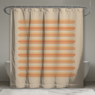 Rideaux de douche horizontaux à rayures orange et extra longues