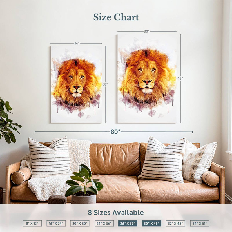 Brampt Lion Head Paint Splash, 39" H x 26" W