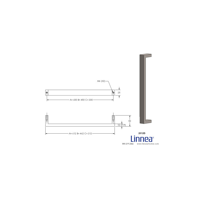 23 5/8" CTC Surface Mount Appliance Pull, 17.72", Polished Stainless Steel