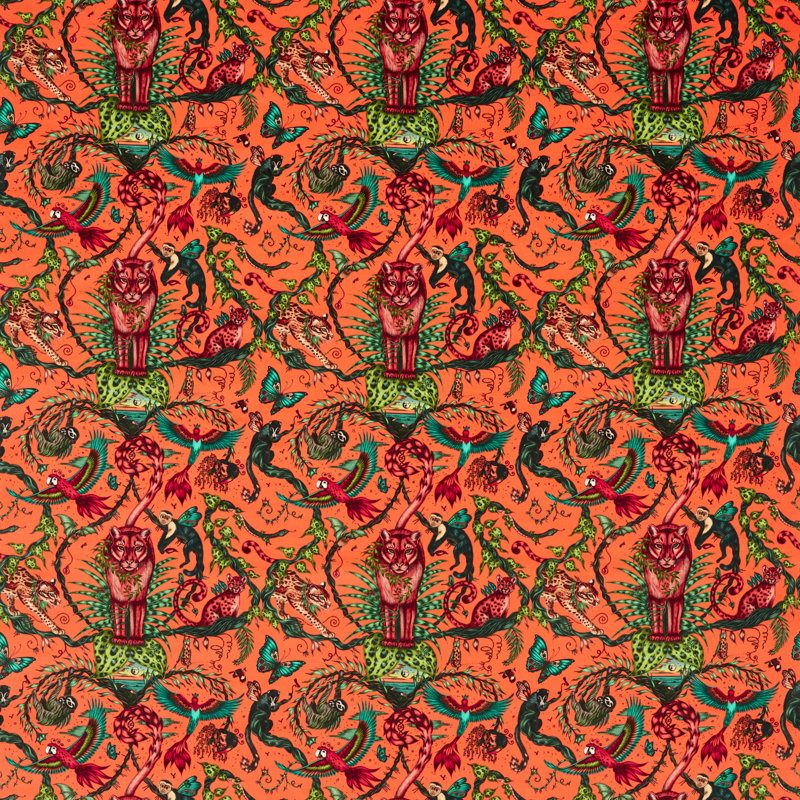 Bosque Dreams Velvet Fabric, Coral