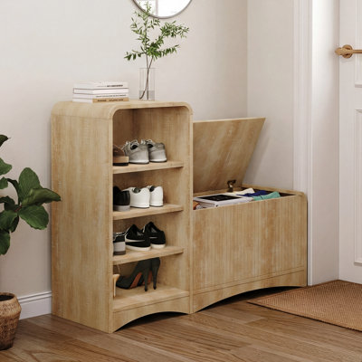41.34" L-Shaped Shoe Bench with Storage