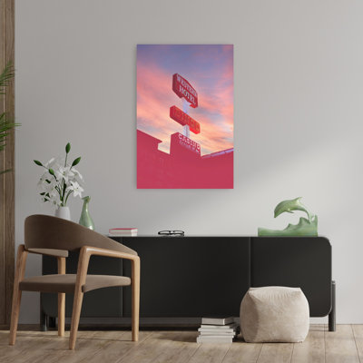 Las Vegas Western Hotel Retro Vintage Abstract Landscape Nature Wall Art Print 1 Piece Wrapped Canvas Wall Art