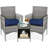 Nasrul 3-Piece Outdoor Wicker Conversation Patio Bistro Set, w/ 2 Chairs, Table-1389203126-1386317533
