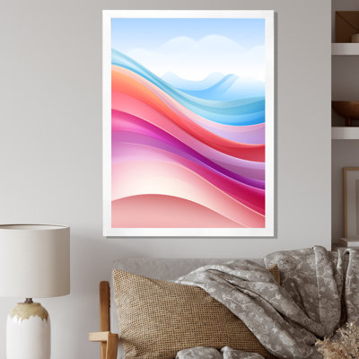 «Blue and Light Pink Abstract Waves - Abstract Shapes», art mural sur toile