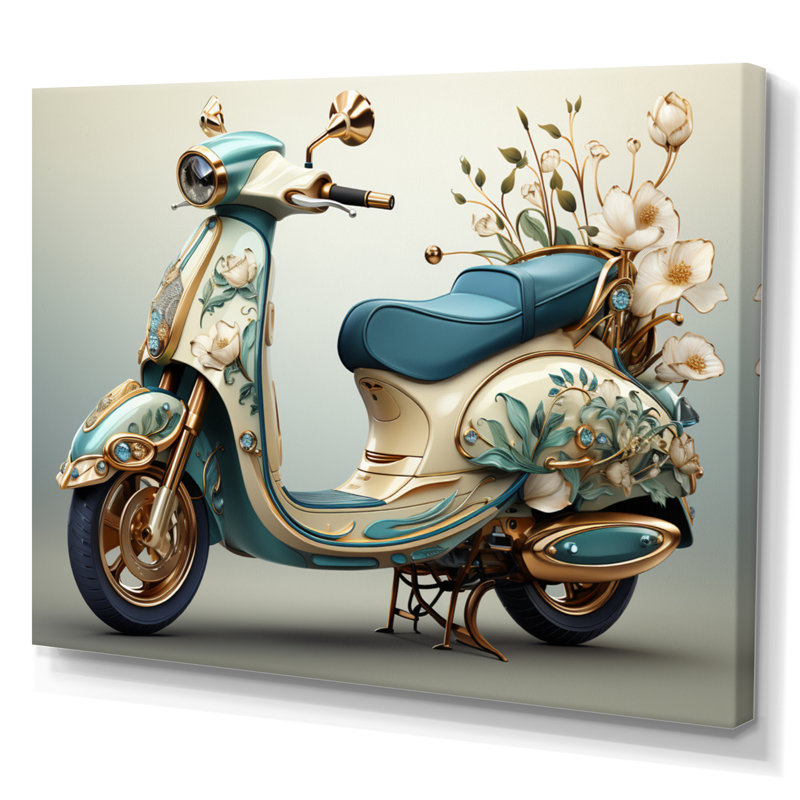 Golden Scooter Luxury Elegance, reproduction sur toile encadrée, H 12 po x l 20 po x P 1 po, Toile tendue