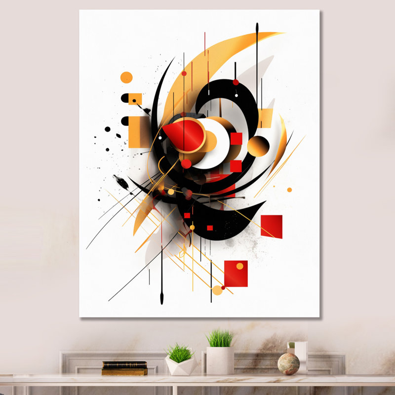 Symphonie abstraite rouge et noire sur toile, 32" H x 16" W, Toile tendue
