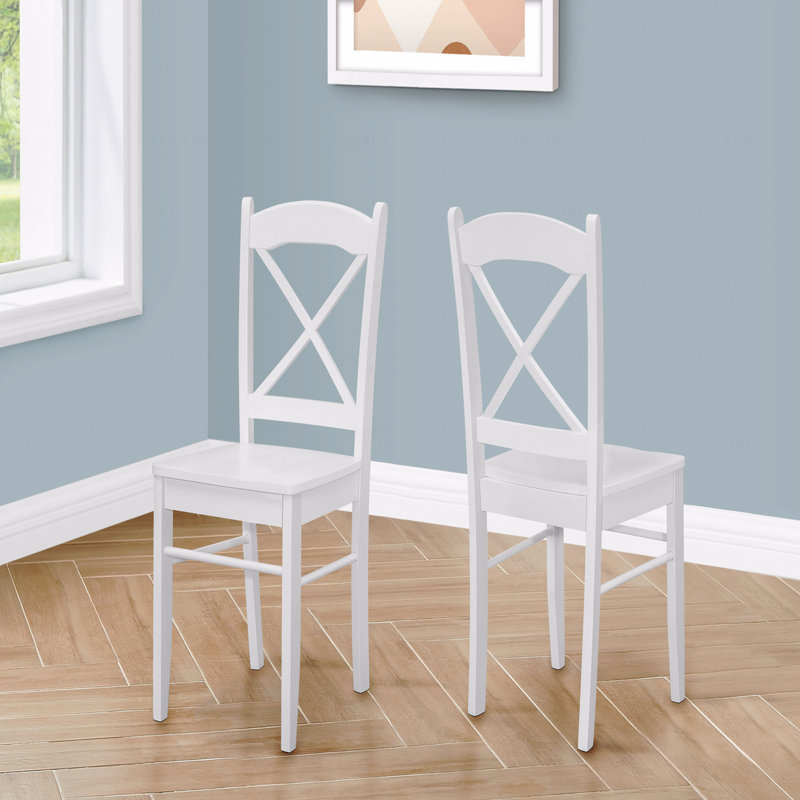 Chaise d'appoint de salle à manger - ensemble de 2, côté, cuisine, salle à manger, blanc, pieds en bois, transitionnel, Blanc