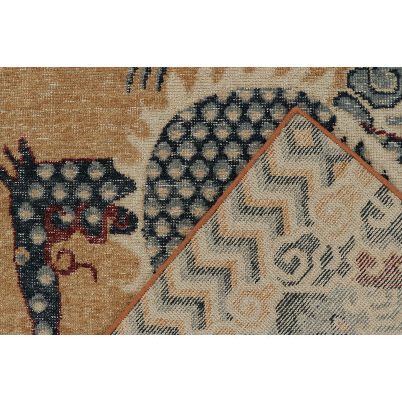 Distressed Homage Hand Knotted Wool Animal Print Area Rug, Rectangle 15' x 24'
