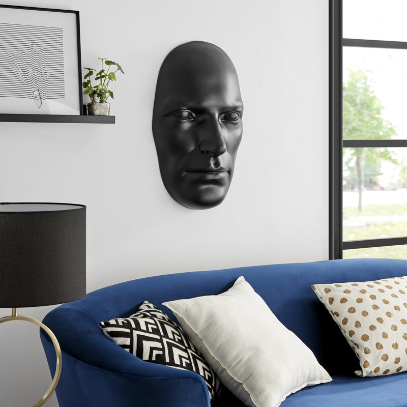 Handmade Modern People Wall Decor on Resin, Matte Black