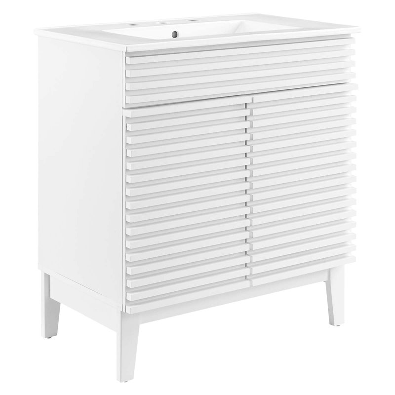 Armoire de meuble-lavabo 30 po Render, Blanc / blanc