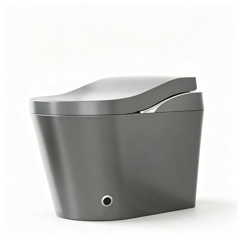 YINGZE Smart Bidet Toilet - Auto Flush, Foot Sensor, Heated Seat & Warm Water, Foam Shield, Comfort Height Elongated Bowl, 1.28 GPF Water-Saving, Gray
