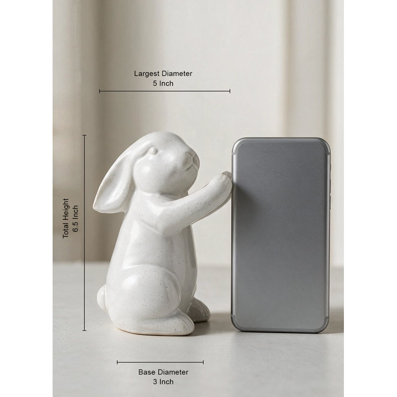 Figurines de lapin en porcelaine Meadow, décorations de Pâques de lapin blanc, décorations de table printanières pour plateaux étagés, manteaux et décoration intérieure, 5 po de diamètre et 6,5 po de hauteur