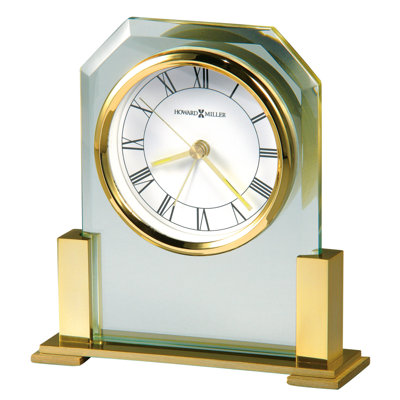 Paramount Modern & Contemporary Analog Glass Quartz movement / Crystal Tabletop Clock with Alarm