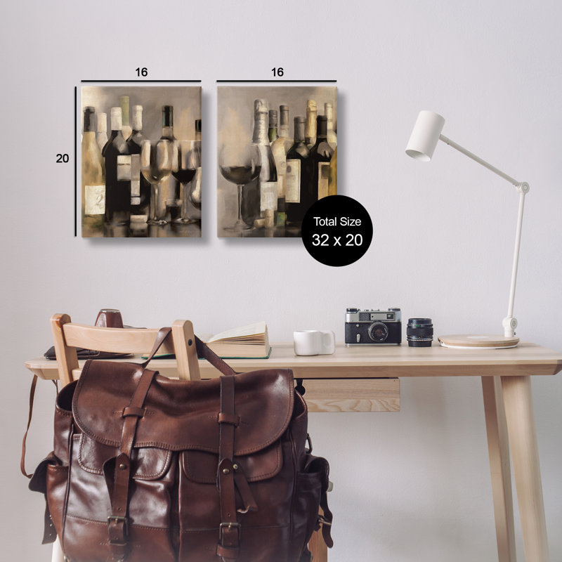  Ensemble de 2 impressions sur toile Kitchen Kitchen Bottles par Carol Robinson, H 20 po x l 16 po