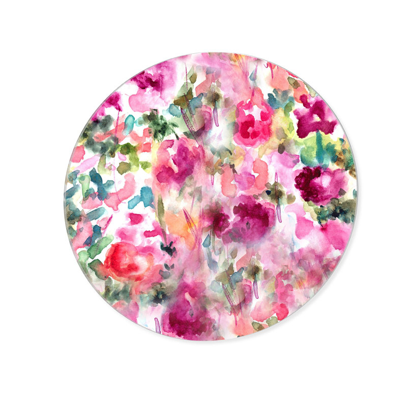 In Wonderland Floral and Botanical Round Acrylic Art by Oliver Gal, 16" H x 16" W