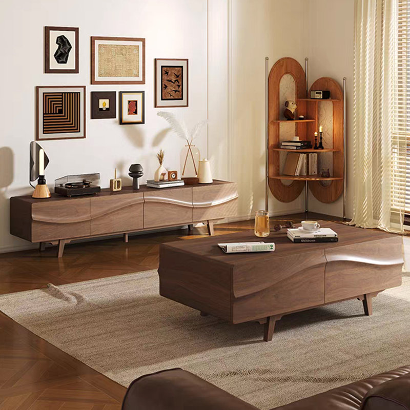Walnut coffee table and TV cabinet