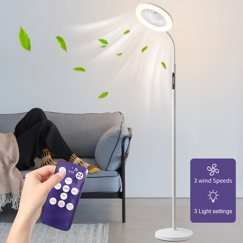Leira 72.4" Dimmable LED Floor Lamp with Fan USB and Remote