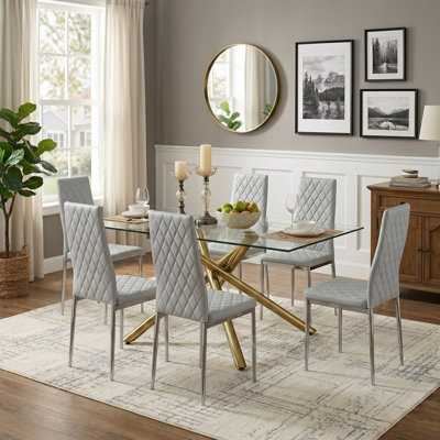  Kinli Modern 15" Wide Top Leather Modern Dining And Conference Chair（Set of 6）