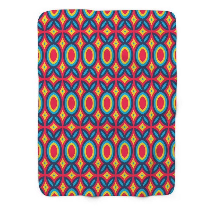 Couverture en sherpa de qualité supérieure rose, jaune et bleu, Grand lit