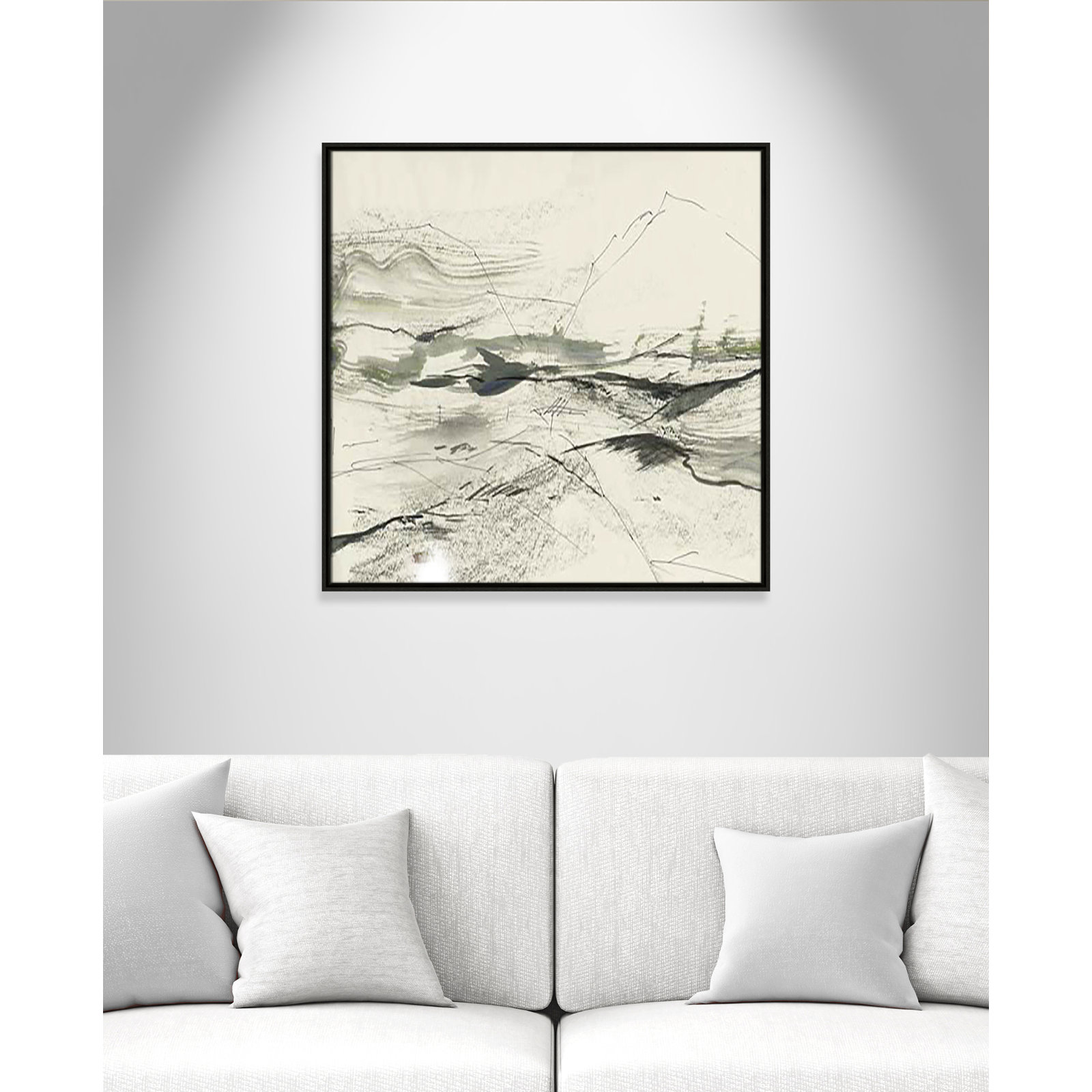 Green Sketches Print, Espresso Floater Framed, 31.5" H x 31.5" W x 2" D