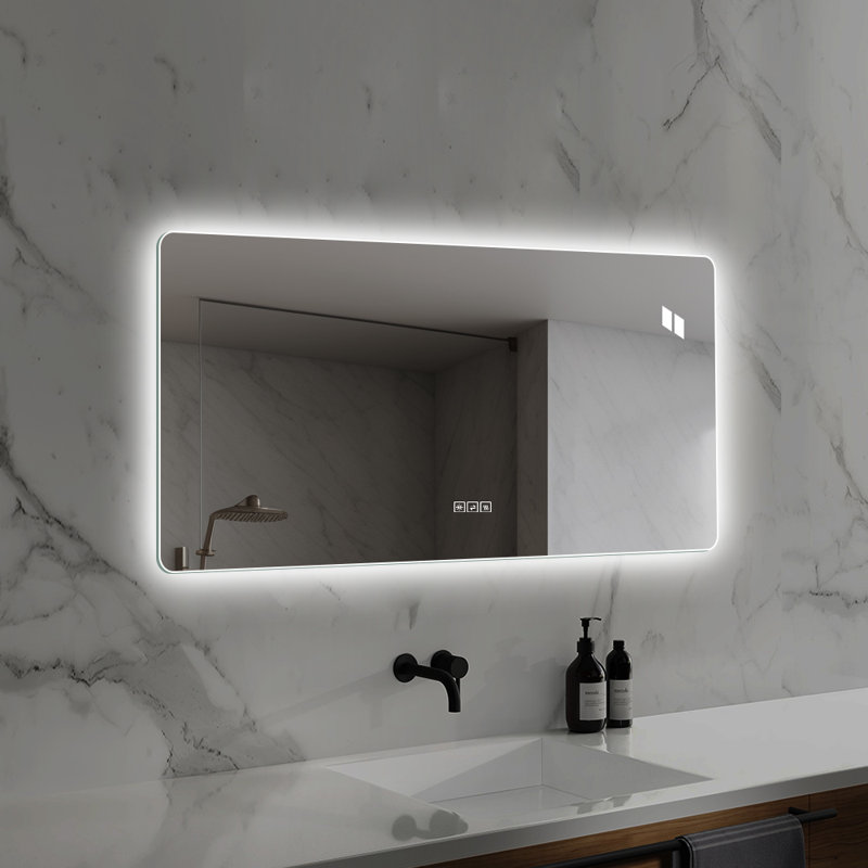  LED Bathroom Vanity Mirror Anti Fog Dimmable Lighted Mirror 3 Color Lighting HD Explosion Proof 5MM Copper Free Silver Mirror with Memory Function