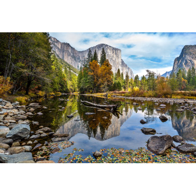 Merced River In Autumn - Wrapped Canvas Print