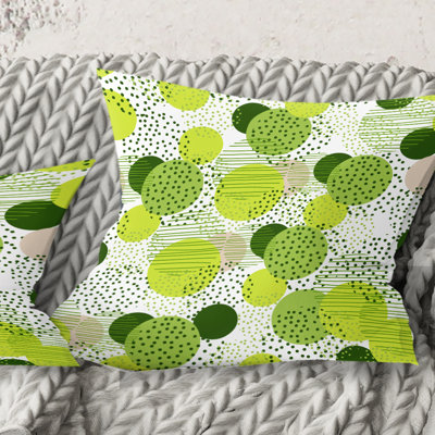 Circular Abstract Retro Geometric X - Mid-Century ModernPrinted Throw Pillow