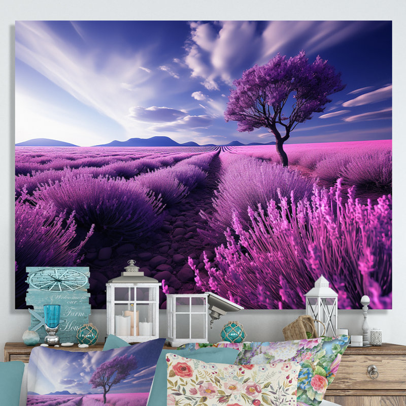 France Lavender Fields Symphony - impression, H 12 po x l 20 po x P 1 po, Toile tendue